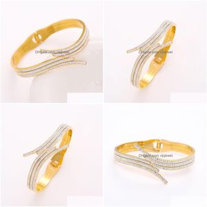 Charm Bracelets Brand Crystal Cuff Bangle Stainless Steel Bracelet Luxury Love Fashion Jewelry Accessory 18K Gold Wholesale For Wome Dhmna