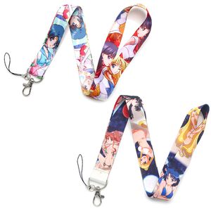 girls movie game childhood sailor moon Keychain ID Credit Card Cover Pass Mobile Phone Charm Neck Straps Badge Holder Keyring Accessories