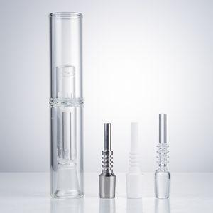 Vaping_Dream NC020 Dab Rig Glass Water Bong Bubbler Pipe Super Big About 20cm Length OD 38mm Tube With 14mm 19mm Titanium Nail Smoking Pipes