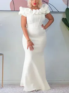 Parti Elbiseleri Zarif Kadınlar Uzun Akşam Dantelalı Omuz İnce Bodycon Meriad Beyaz Elbise Resmi Düğün Konuk Elbise