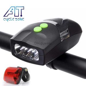 Other Lighting Accessories CYCLE ZONE 3 LED Bell Bike Bright Light Horns Ring Bicycle Safety Light Front Lamp Alarm Sound Cycling Headlight For Bicycles YQ240205