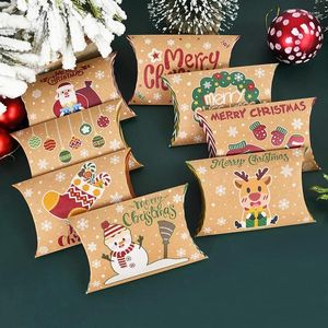 Hediye Sargısı 10 PCS Noel Yastığı Şeker Kutuları Ev için Dekorasyon 2024 Noel Çocuk Kutusu Navidad Yıl Noel Baba Ambalaj Çantaları