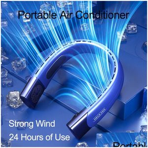 Other Home Garden 4000Mah Hanging Neck Fan Portable Air Conditioner Bladeless Usb Rechargeable Cooler 5 Speed Electric For Sports Dhitg