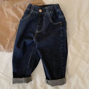 Loose Kids Baby Girls Boys Solid Color Children's Denim Pants Spring Autumn Casual Girls Boys Jeans 240118