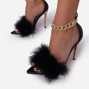 Woman Sandals High Heels Summer Fashion Pointed Closed Toe Sexy Luxury Shoe Women Designers Female Talon Femme 240123