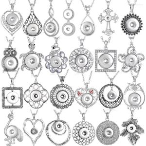 Ожерелья с подвесками, 10 шт./лот, оптовая продажа, ожерелье с кнопками, сова, цветок, сердце, круглые 18 мм, пуговицы, ювелирные изделия