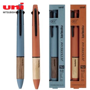 Japan UNI Jetstream Multi-function Pen 4 Ballpoint Pen 1 Mechanical Pencil Limited Wooden Handle Multi-color Pen Stationery 240122