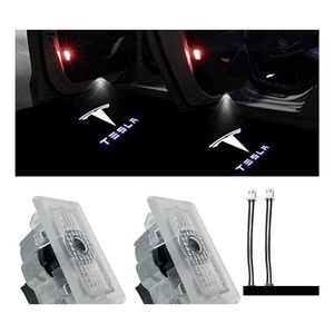 Araba Kapıları LED Puddle Kapı Işıkları Logo Projektör Adım Tesla Model 3 S X Bırak Teslim Mobiller Motosikletler Parçaları Dış Dhawt