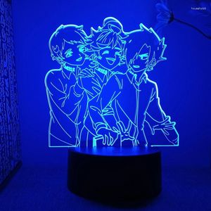 Gece Işıkları Vaat Edilen Neverland 3D LED lamba Yatak Odası Manga Renkleri Anime Aksiyon Figürleri Oda Dekor Akrilik Kurulu