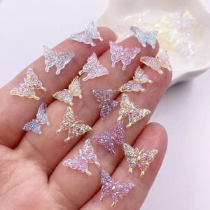 Dekoratif figürinler parlak tırnak sanatı 9 12mm mini kristal kelebek 100pcs düz rhinestone aplikler not defteri diy mücevher aksesuarları dekor