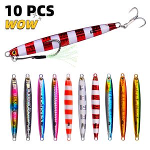 10 PCSSET 10G 20G 30G 40G 60G Dökme Metal Yem Balıkçılık Lures Lot Jigs Alabalık Sert Yemler Pesca Balık Jigging Tuzlu Su 240123