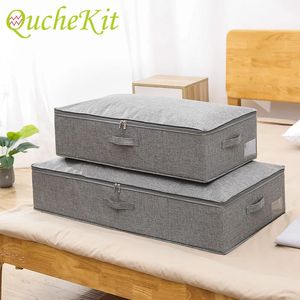 Foldable Under Bed Bags Shoes Quilts Storage Box Organizer Large Capacity Thick Breathable Underbed Cloth Storage Bag Container 240129