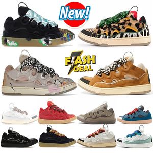 Leather Curb casual shoes Extraordinary Mens Women Hightop Calfskin Rubber Shoe Trainers sneakers