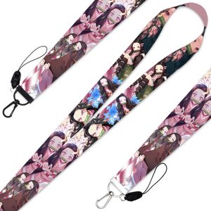 japanese demon slayer character Keychain ID Credit Card Cover Pass Mobile Phone Charm Neck Straps Badge Holder Keyring Accessories