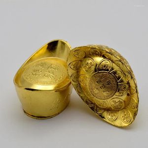 Dekoratif figürinler feng shui süslemeli altın Çin servet altın ingotlar maskot metal el sanatları antika acer bir şey taklit etmek için