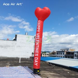 wholesale Inflatable Air 5m 16.4ft high Dancers Sky Heart Wind Heart Dancer Eye Catcher Decoration For Valentines Day