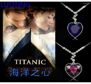 Kolye kolyeleri abartılı büyük mavi moda klasik Titanic deniz kristal kolyenin kalbinde tatlı