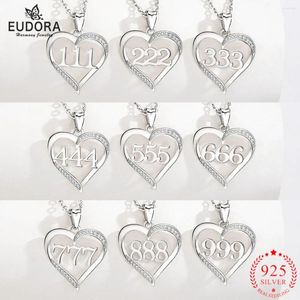 Tagnants Eudora 925 STERLING Gümüş Angel Numaralı Kolye 111 222 333 444 777 888 999 666 Şanslı Numaralar Kadınlar için Kolye Takılar Mücevherat