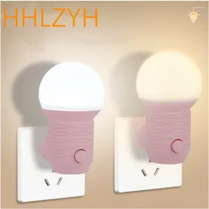 Ночные огни HHLZYH светодиодный светильник для защиты глаз, мини-выключатель, подключаемый модуль для прикроватной тумбочки для кормления ребенка, гостиной