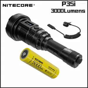 Фонарики NITECORE P35i Дистанционный переключатель Перезаряжаемый фонарик LEP 3000 люмен Включает батарею 21700 с OLED-дисплеем Troch Lantern