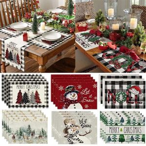 Коврики для стола, 4 шт., рождественские украшения для дома, подставка для столовых приборов, рождественский снеговик, EIK, коврик для дерева, Navidad, 2024 год, кухонная столовая, еда