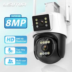 Lisutum 4K 8MP PTZ Telecamera Wifi Schermo a doppia lente Sorveglianza esterna wireless CCTV Colore IP ICSee Supporto NVR