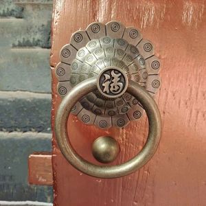 Chinese Style Brass Door Knocker Crafts Vintage Door Knocking Garden Home Wall Decoration Antique Wood Door Handle 240127