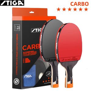 STIGA CARBO 6 Star Table Tennis Racket 52 Carbon Ping Pong Paddle for Advanced Fast Attack Both Side Non-sticky Rubbers 240131
