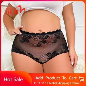 Kadın Panties 1xl-4xl artı Boyut Seksi Şeffaf Dantel Kadınlar Dikişsiz Işık Rahat iç çamaşırı Yüksek Belli Çiçek Baskı Boyshort