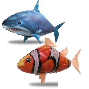 Parti Dekorasyonu Toptan hava yüzücü IR RC köpekbalığı palyaço balığı uçan balık montajı palyaço uzaktan kumanda balonu şişme komik oyuncaklar dhtff