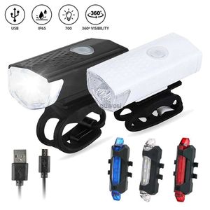 Other Lighting Accessories LED Bicycle Light USB Recharge MTB Bike Front Rear Back Taillight Flashlight Waterproof Cycling Warning Lamp Bike Accessories YQ240205