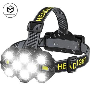 Rechargeable 10 LED Headlamp Flashlight with White Red Lights Head Lamp Light Outdoor Camping Cycling Running Fishing Headlight 240124