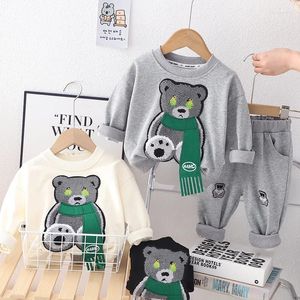 Giyim Setleri Bebek Bebek Çocukları Tear Ezir Sweatshirts Basit Katı Pamuklu Spor Pantolon 2 PC Çocuk Giysileri Takım 2-6y