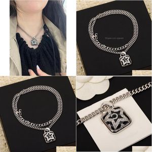 Charm Bracelets 2024 Luxury Quality Pendant Necklace With Diamond And Chain Design Black Color In 18K Gold Plated Have Stamp Box Ps3 Dh5Jp