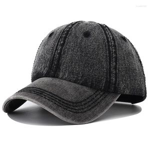 Top Caps 2024 Retro Vintage Denim Cap Beyzbol Şapkası Erkekler için Kore tarzı Düz ​​Renk Siyah Snapback Hats Kadınlar Gorras B2891