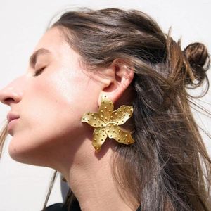 Серьги-гвоздики 2024 Est Za Starfish для женщин, золотые металлические цветы в стиле панк, богемные цветочные массивные аксессуары для ушей, подарок