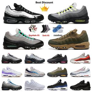 Designer 95 OG Running Shoes maxs Mens Dark Army Greedy Chaussures 95s Neon Solar Red Triple Black White Volt Earth Day Navy Blue Grape Sneakers Mens Trainers