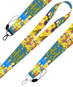 childhood movie film yellow funny family member Keychain ID Credit Card Cover Pass Mobile Phone Charm Neck Straps Badge Holder Keyring Accessories