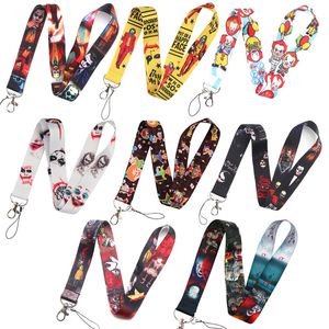 halloween horror movie film characters Keychain ID Credit Card Cover Pass Mobile Phone Charm Neck Straps Badge Holder Keyring Accessories
