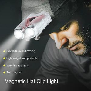 Fari a doppio raggio per cappelli con clip per cappelli, mini fari a LED, fari impermeabili, luci da lavoro da campeggio ad angolo regolabile ricaricabili