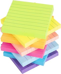 8 Pack Lined Sticky Notes 3x3 in Bright Ruled Post Stickies Colorful Super Sticking Power Memo Pads Strong Adhesive 240119