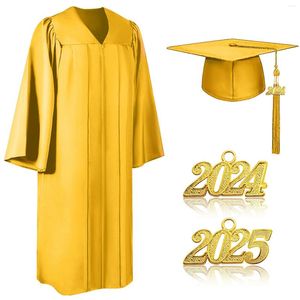 Erkek Trailtsits 2024 Unisex Mezuniyet Elbise Tassel Hat Zipper V Boyun Gevşek Sol Sol Lisesi Lisan Bachelor Akademik Öğrenci Kostümü