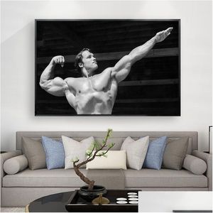 Dipinti Arnold Schwarzeer-Bodybuilding Citazione motivazionale Tela Poster Palestra Fitness Sport Immagine Consegna a domicilio Giardino domestico Dhzjw