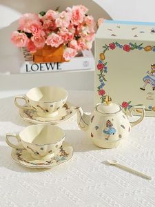 Kawasimaya Alice Tea Pot ve Set arkadaşları için Set Gelişmiş Doğum Günü Hediyesi Kızlar Düğün Home Home Home 240130