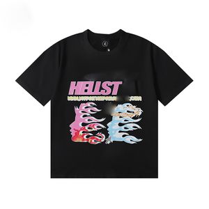 Camiseta masculina designer casal emparelhando com chama estilo hip-hop manga curta puro algodão camiseta tamanho asiático M-3XL