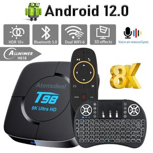 Atonsdeal Smart TV Box Android 12 Allwinner H618 Quad Core Cortex A53 Support 8K Video Wifi BT50 Voice Media Player Set Top 240130