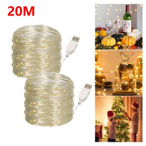 Düğün Dekor LED String Işık 20m Fotoğraf Klip Peri Işık Pil Çalışan Çelenk Noel Tatil Ev Dekorasyon