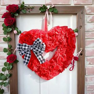 Декоративные цветы, бант, лента, венок, украшение на день Святого Валентина, сувениры для вечеринки, передняя дверь, любовь для стены, праздник, праздник