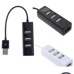 Сетевые концентраторы Mini 4 Port Usb 2.0 Hub Splitter для ноутбуков ПК Компьютерная периферия Аксессуары Поддержка скорости передачи данных 480 Мбит/с Dro Otatv