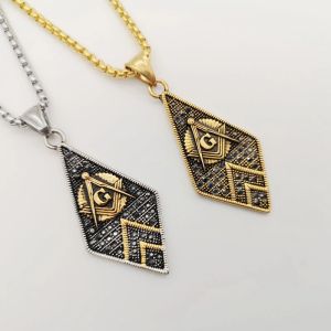Черный рыцарь Bling Bling 14-каратное золото масонское свободное масонское масонство Бесплатные и принятые хрустальные подвески Ожерелье